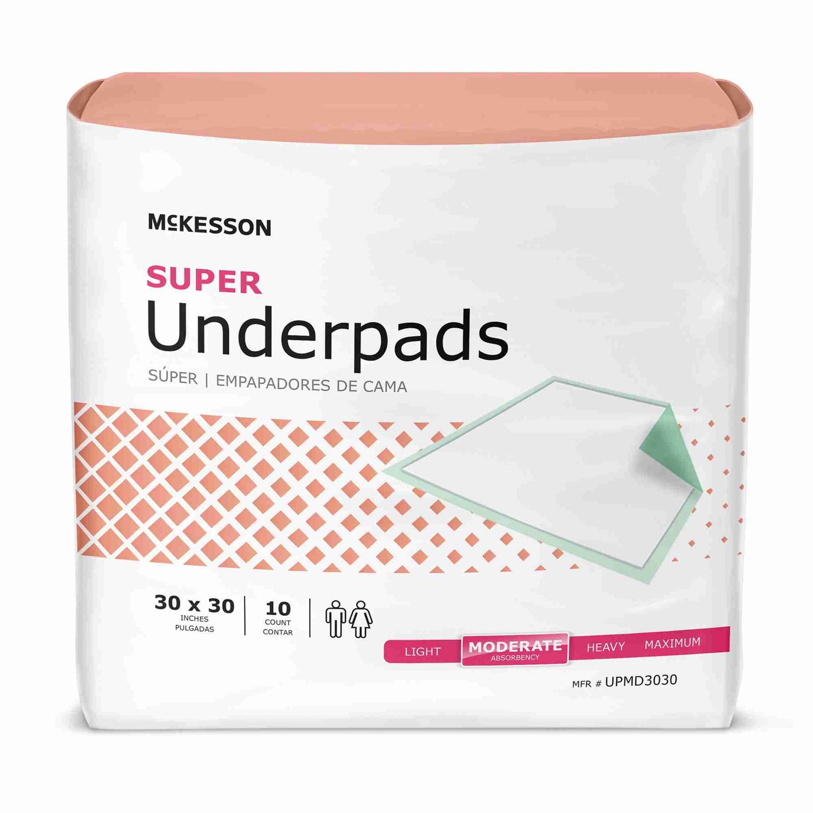 McKesson Super Moderate Absorbency Underpad, 30 x 30 Inch