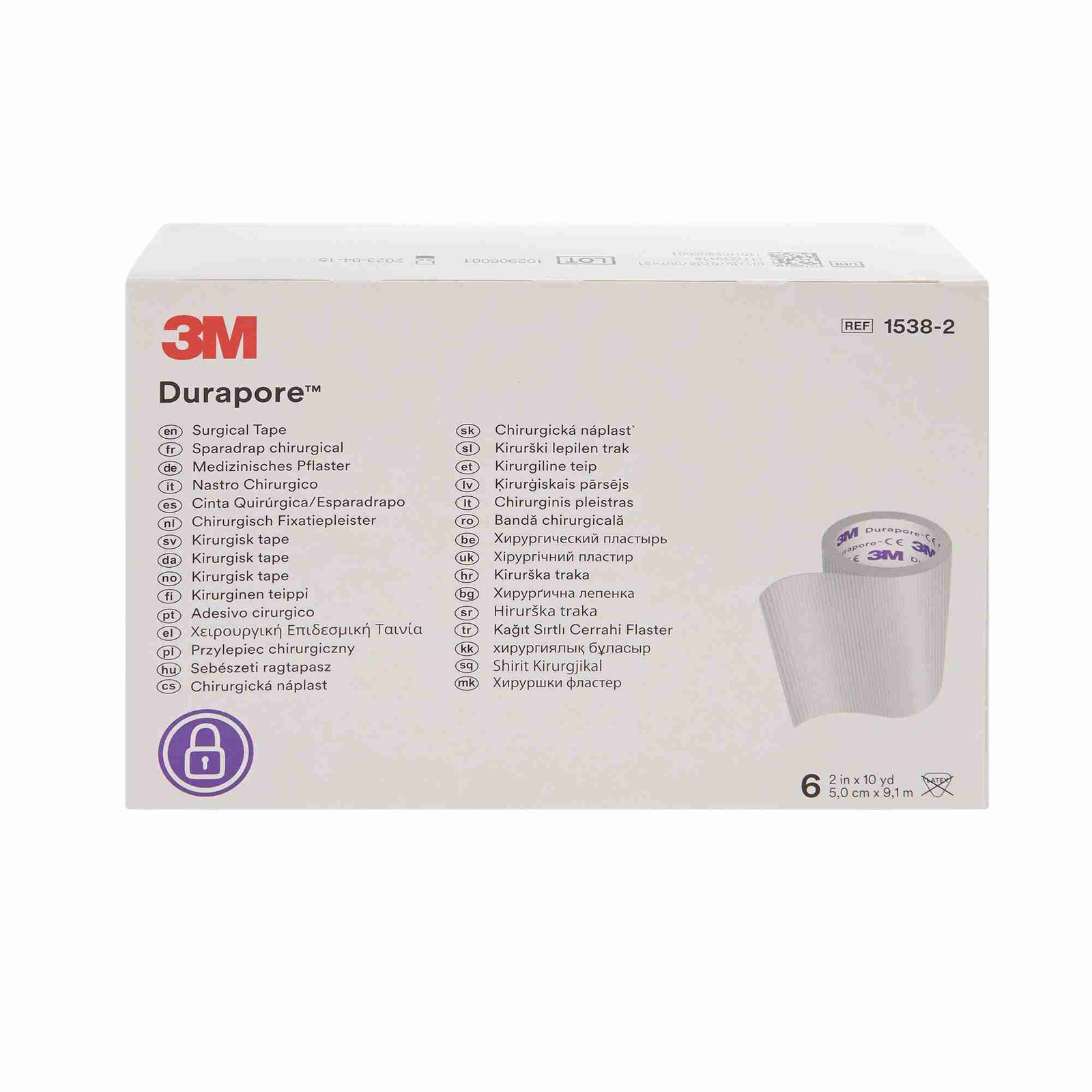 3M™ Durapore™ Silk-Like Cloth Medical Tape, 2 Inch x 10 Yard, White