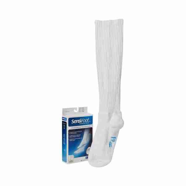 JOBST SensiFoot Diabetic Compression Socks, Knee High, White, Closed Toe, X-Large