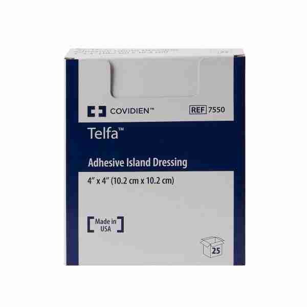 Telfa™ White Adhesive Dressing, 4 x 4 Inch