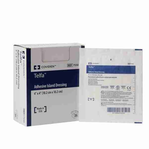 Telfa™ White Adhesive Dressing, 4 x 4 Inch